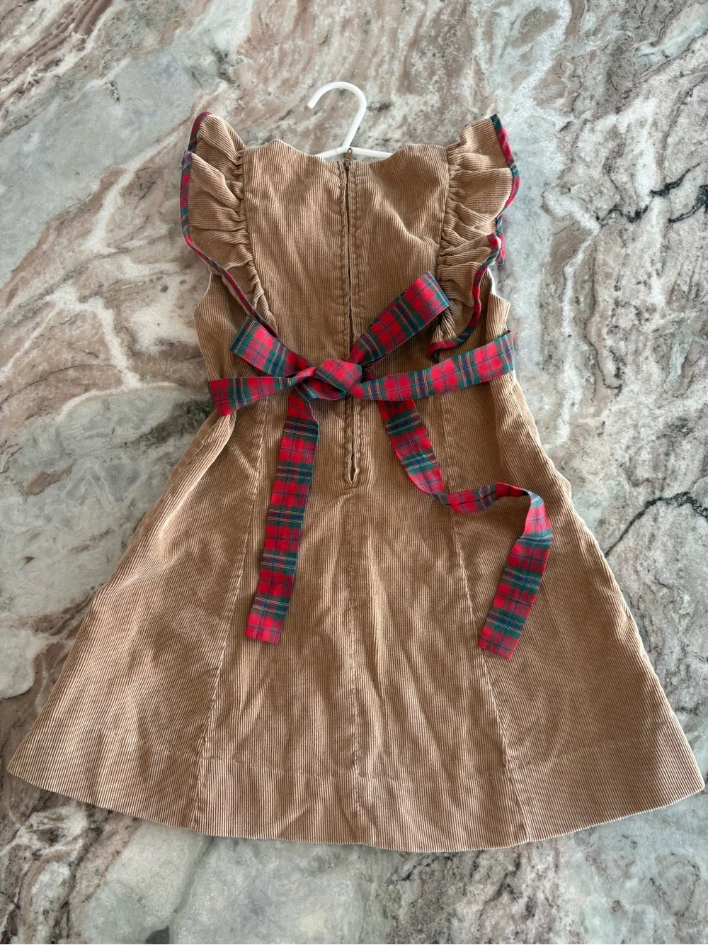 Vintage Girls First day of school dress Apple Corduroy Ruffle Sun Dress Size 5